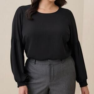 NWT Torrid Georgette Blouson Sleeve Blouse Long Sleeve Top Black Size 5